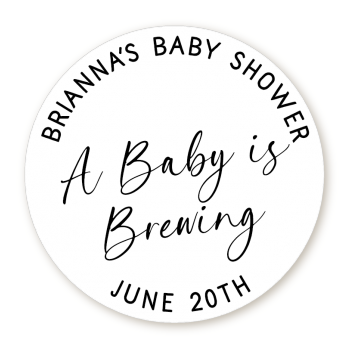 Baby is Brewing - Round Personalized Baby Shower Sticker Labels
