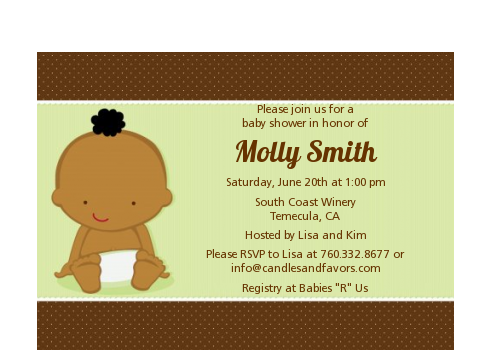 Baby Neutral African American - Baby Shower Petite Invitations