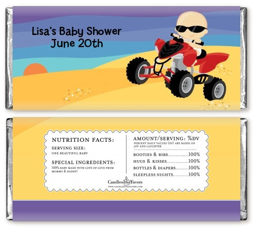 Baby On A Quad - Personalized Baby Shower Candy Bar Wrappers