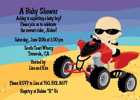 Baby On A Quad - Baby Shower Invitations