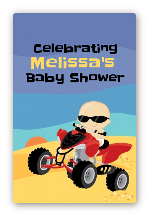Baby On A Quad - Custom Large Rectangle Baby Shower Sticker/Labels