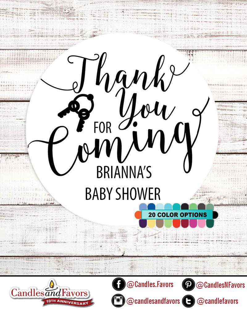 Thank You For Coming - Round Personalized Baby Shower Sticker Labels