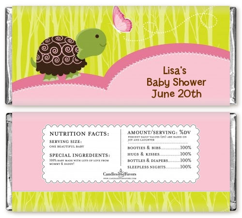Baby Turtle Pink - Personalized Baby Shower Candy Bar Wrappers