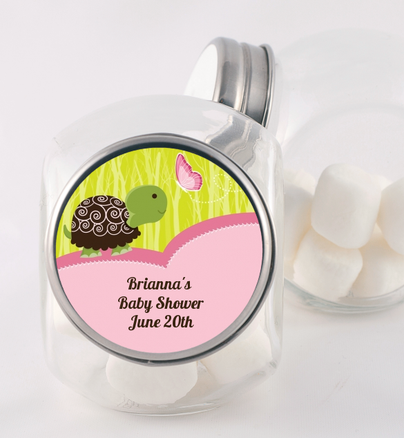 Baby Turtle Pink - Personalized Baby Shower Candy Jar