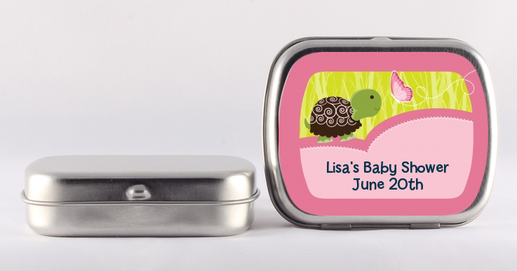 Baby Turtle Pink - Personalized Baby Shower Mint Tins