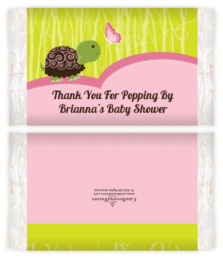 Baby Turtle Pink - Personalized Popcorn Wrapper Baby Shower Favors