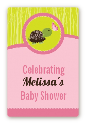 Baby Turtle Pink - Custom Large Rectangle Baby Shower Sticker/Labels