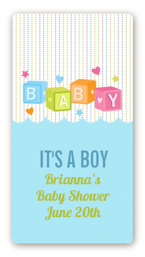 Baby Blocks Blue - Custom Rectangle Baby Shower Sticker/Labels