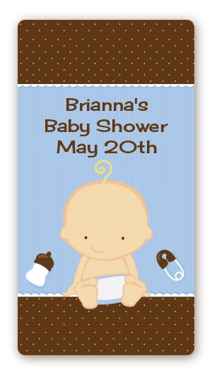 Baby Boy Caucasian - Custom Rectangle Baby Shower Sticker/Labels