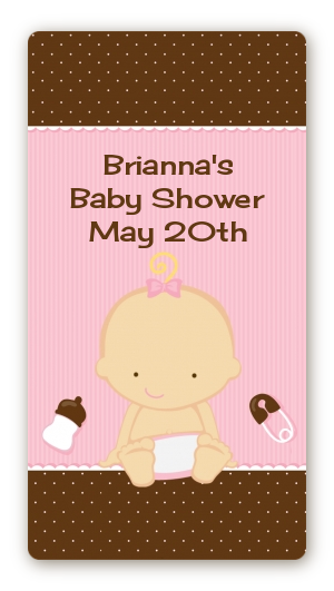 Baby Girl Caucasian - Custom Rectangle Baby Shower Sticker/Labels