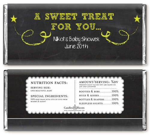 Baby Girl Chalk Inspired - Personalized Baby Shower Candy Bar Wrappers