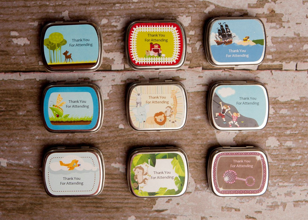 Personalized Mint Candy Tins for Baby Shower Favors