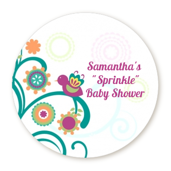 Baby Sprinkle - Round Personalized Baby Shower Sticker Labels