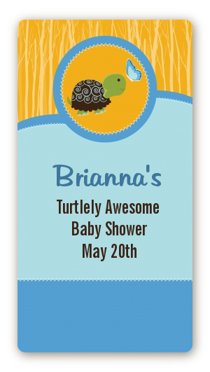 Baby Turtle Blue - Custom Rectangle Baby Shower Sticker/Labels