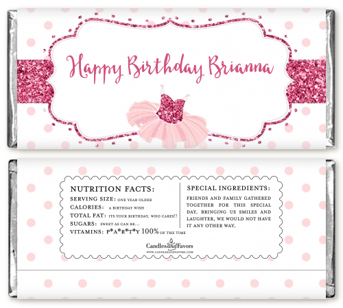 Ballerina - Personalized Birthday Party Candy Bar Wrappers