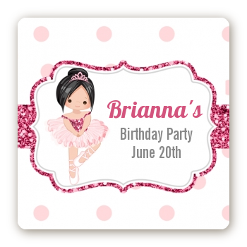 Ballerina - Square Personalized Birthday Party Sticker Labels