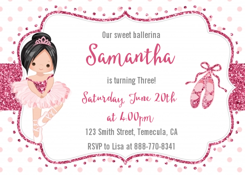 Ballerina - Birthday Party Invitations