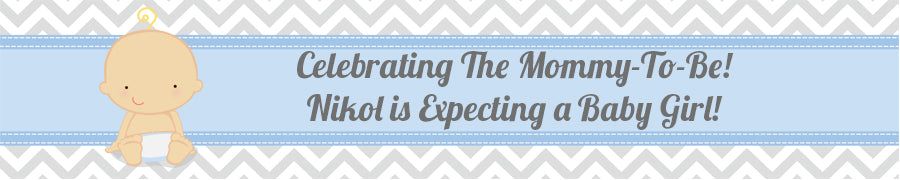It's A Boy Chevron - Personalized Baby Shower Banners