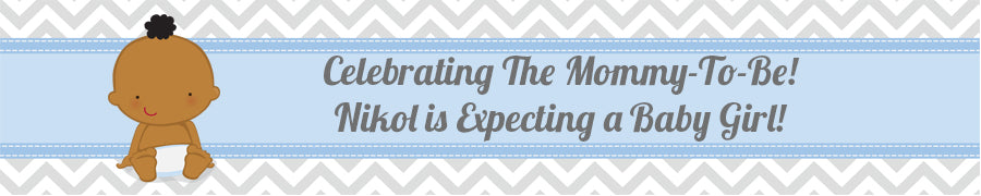It's A Boy Chevron African American - Personalized Baby Shower Banners