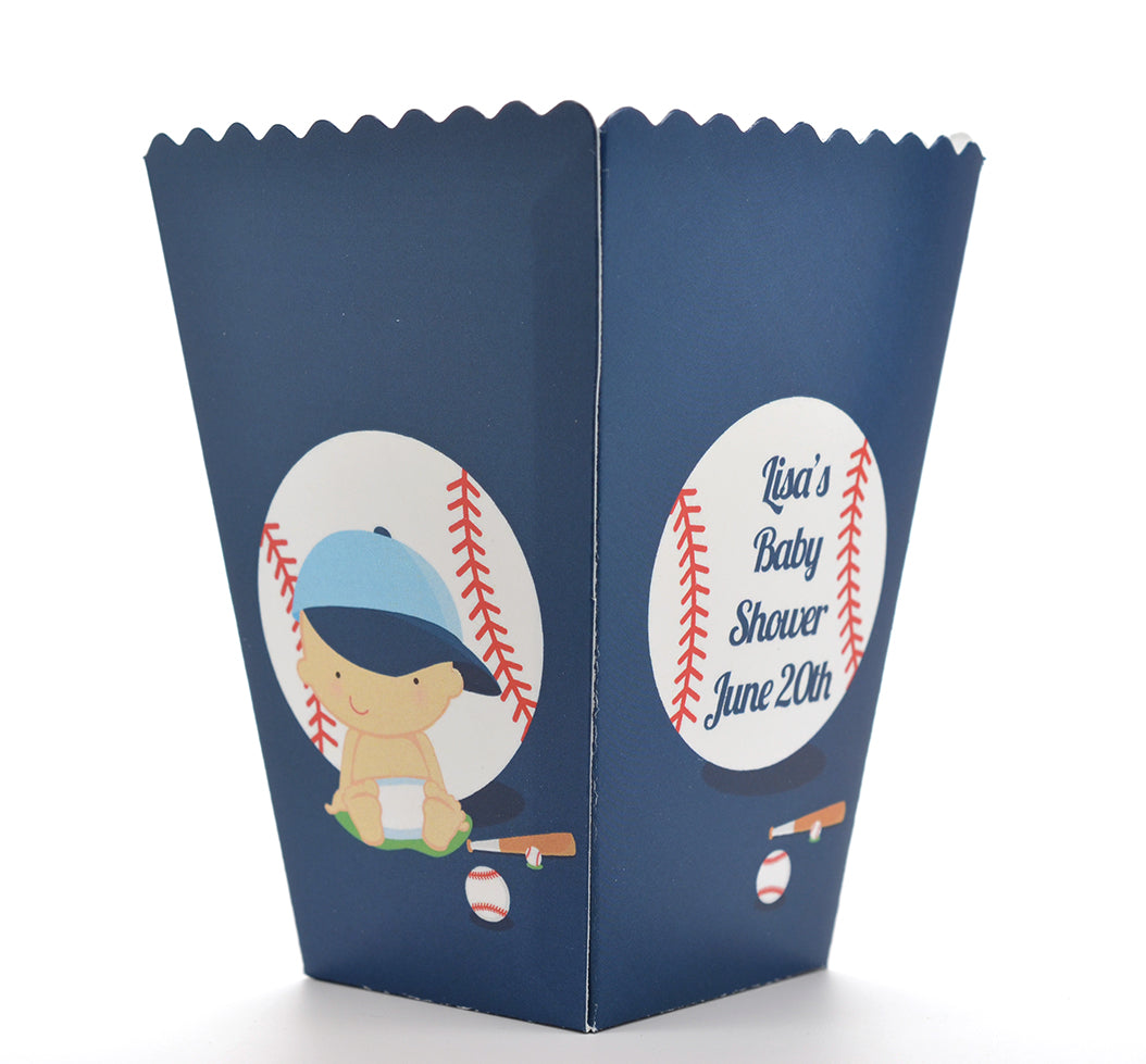 Future Baseball Player - Personalized Baby Shower Popcorn Boxes