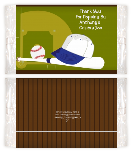 Baseball - Personalized Popcorn Wrapper Birthday Party Favors