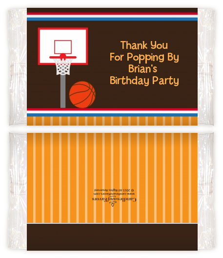 Basketball - Personalized Popcorn Wrapper Birthday Party Favors