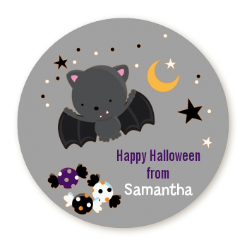 Bat - Round Personalized Halloween Sticker Labels