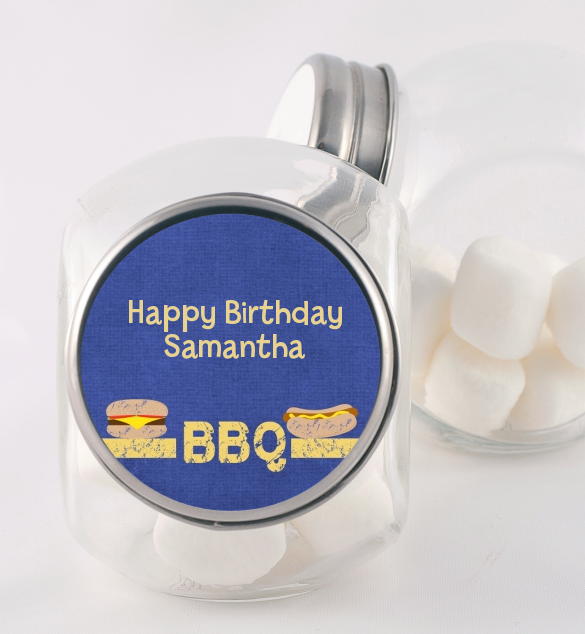 BBQ Hotdogs and Hamburgers - Personalized Birthday Party Candy Jar