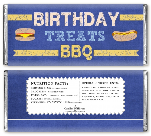 BBQ Hotdogs and Hamburgers - Personalized Birthday Party Candy Bar Wrappers