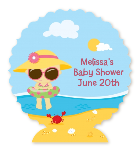 Beach Baby Girl - Personalized Baby Shower Centerpiece Stand