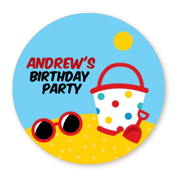 Beach Toys - Round Personalized Birthday Party Sticker Labels