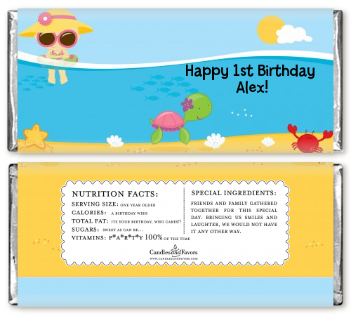 Beach Girl - Personalized Birthday Party Candy Bar Wrappers