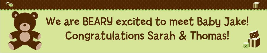 Teddy Bear Neutral - Personalized Baby Shower Banners