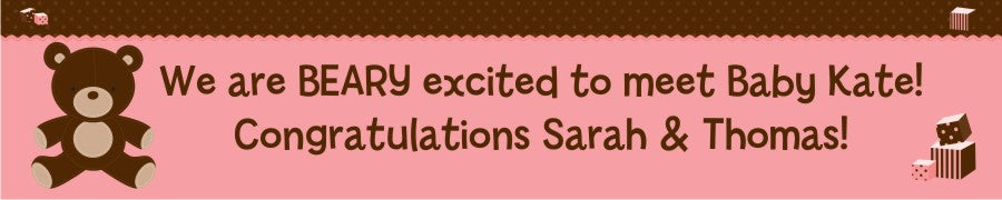 Teddy Bear Pink - Personalized Baby Shower Banners