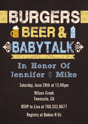Beer and Baby Talk - Baby Shower Invitations