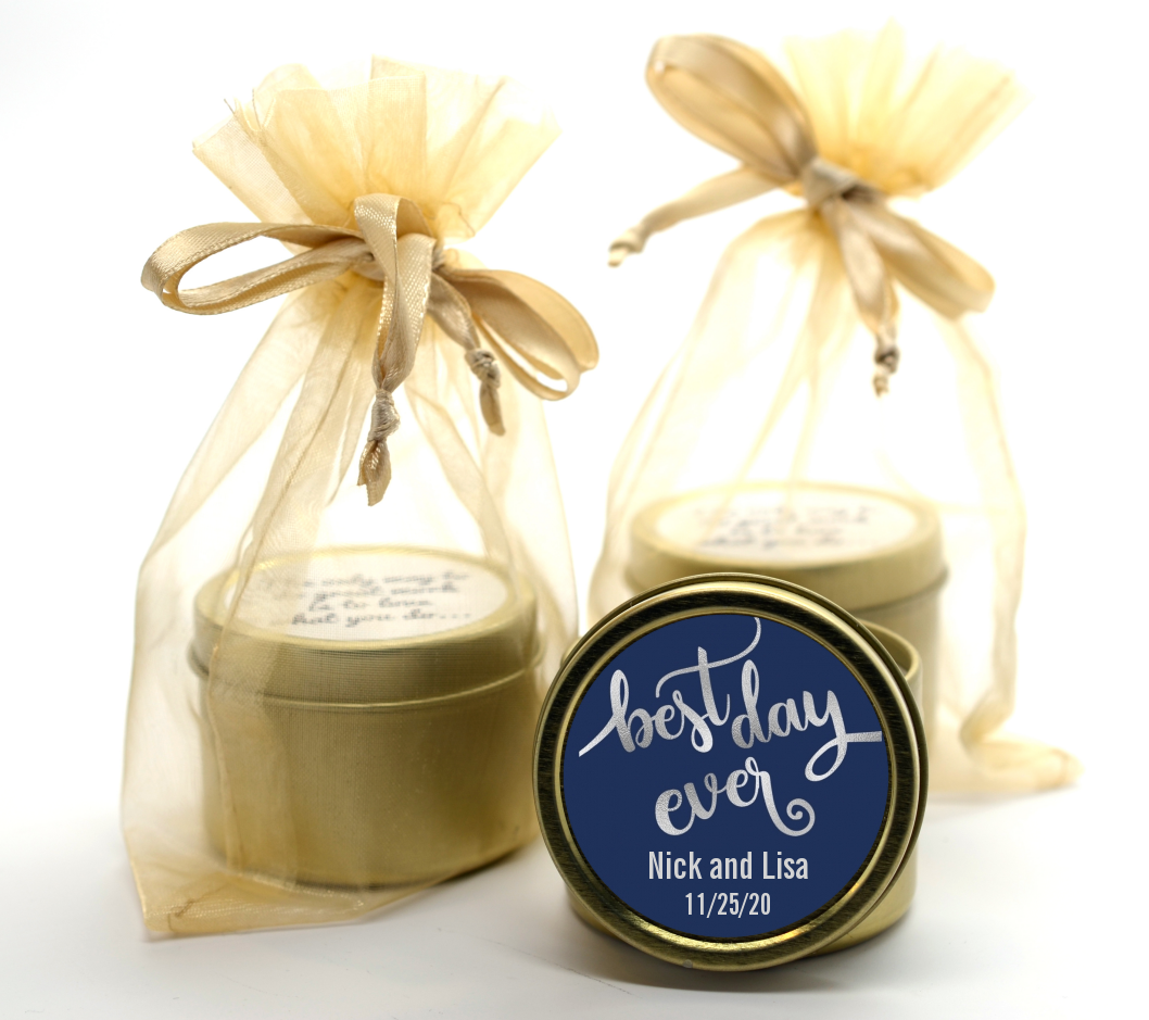 Best Day Ever - Bridal Shower Gold Tin Candle Favors