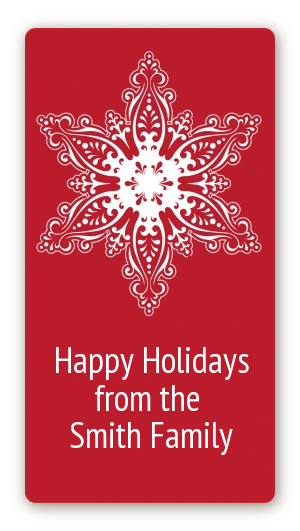 Big Red Snowflake - Custom Rectangle Christmas Sticker/Labels