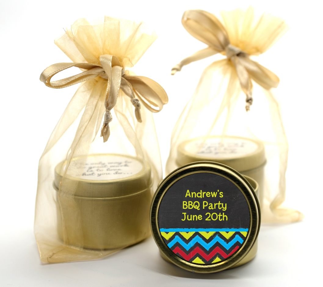 Birthday Boy Chalk Inspired - Birthday Party Gold Tin Candle Favors