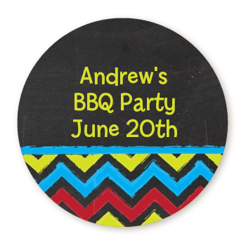 Birthday Boy Chalk Inspired - Round Personalized Birthday Party Sticker Labels
