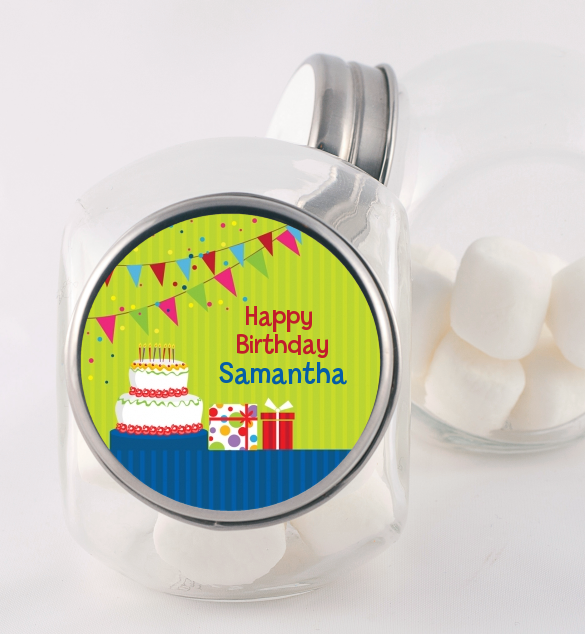 Birthday Cake - Personalized Birthday Party Candy Jar