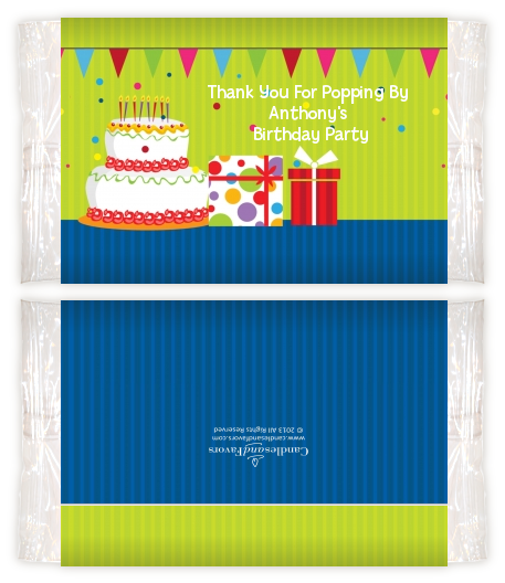 Birthday Cake - Personalized Popcorn Wrapper Birthday Party Favors