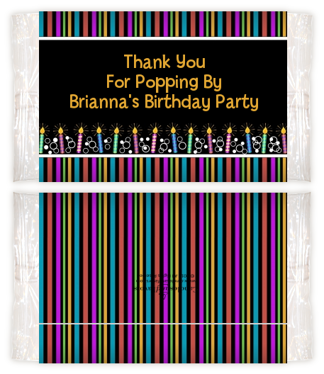 Birthday Wishes - Personalized Popcorn Wrapper Birthday Party Favors