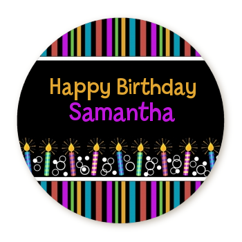 Birthday Wishes - Round Personalized Birthday Party Sticker Labels