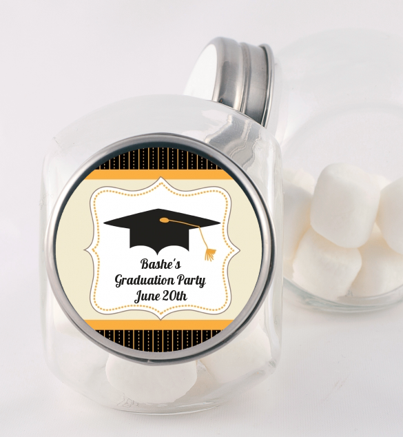 Black & Gold - Personalized Graduation Party Candy Jar