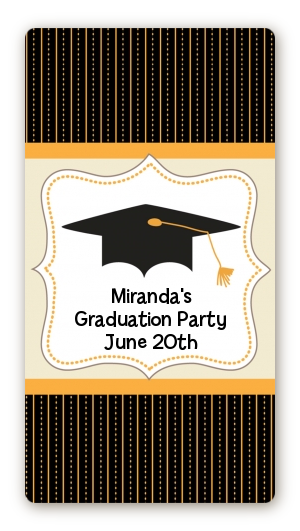 Black & Gold - Custom Rectangle Graduation Party Sticker/Labels