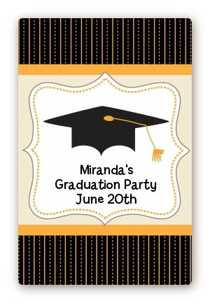 Black & Gold - Custom Large Rectangle Graduation Party Sticker/Labels