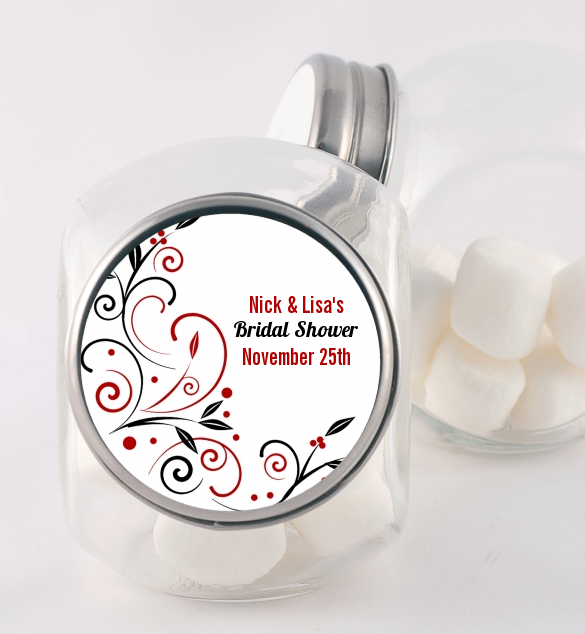 Black and Red Vine - Personalized Bridal Shower Candy Jar