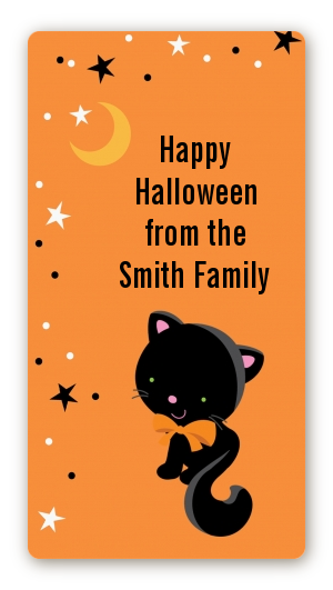 Black Cat - Custom Rectangle Halloween Sticker/Labels