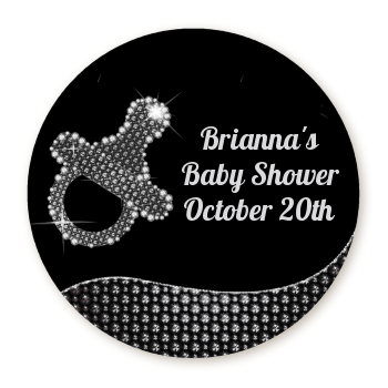 Baby Bling Pacifier - Round Personalized Baby Shower Sticker Labels