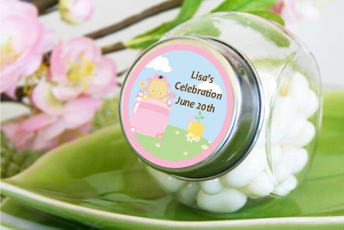 Blooming Baby Girl Asian - Personalized Baby Shower Candy Jar